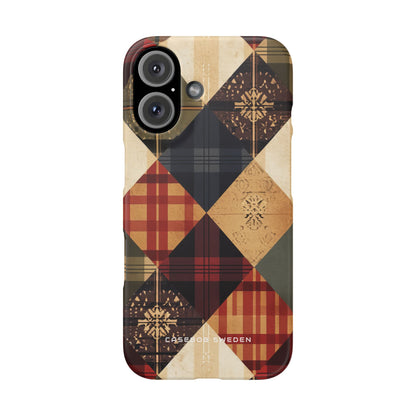 Rustic Geometric Patchwork Harmony iPhone 16 - Slim Phone Case