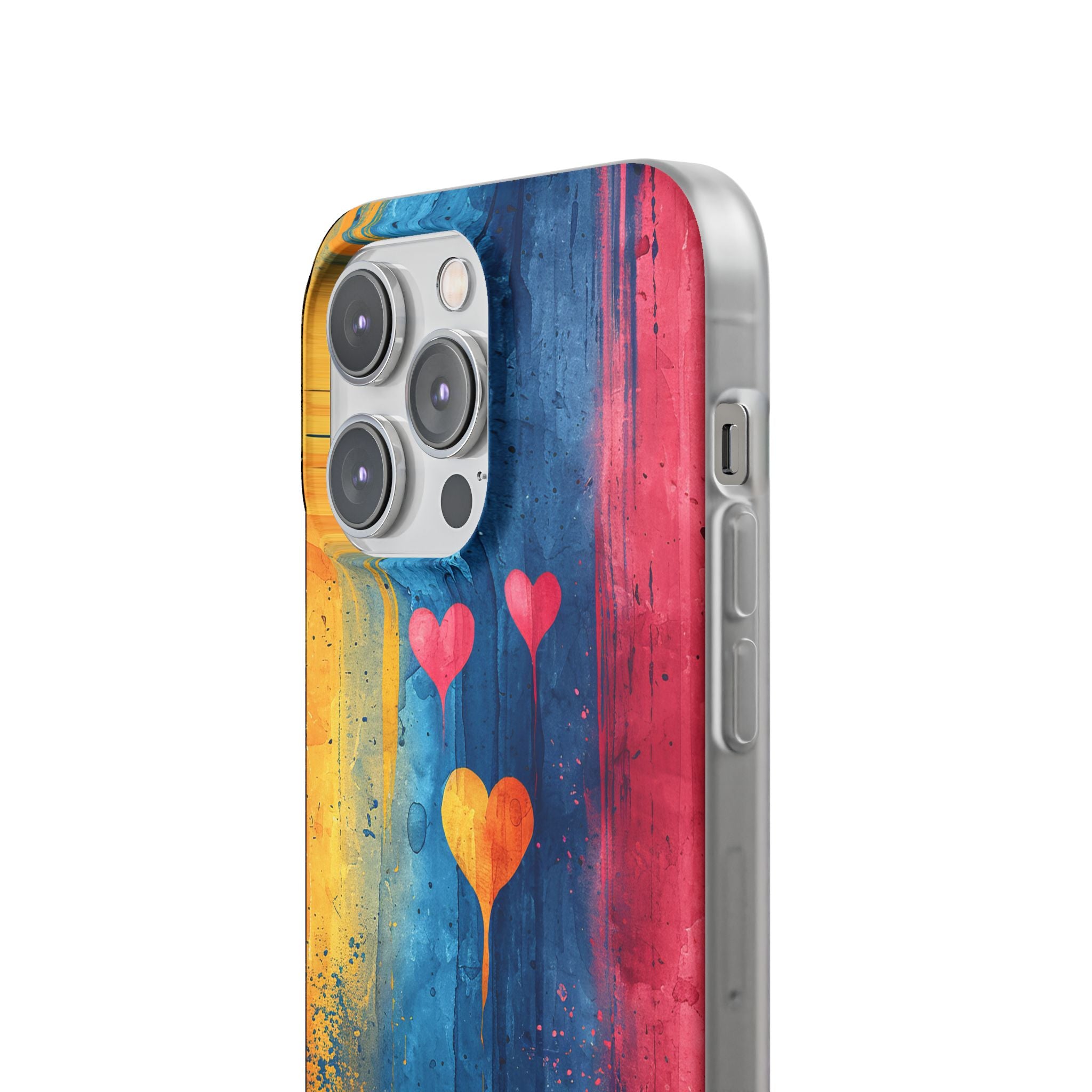 Hearts Watercolor Art - Flexi iPhone 14 Phone Case