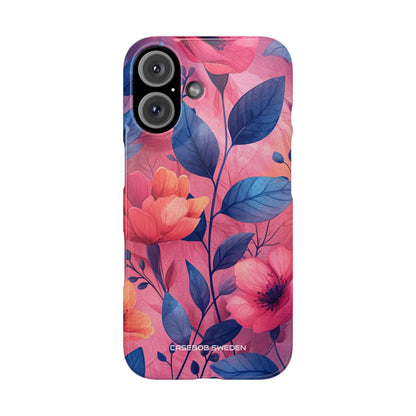 Pink Blue Floral - Slim iPhone 16 Phone Case