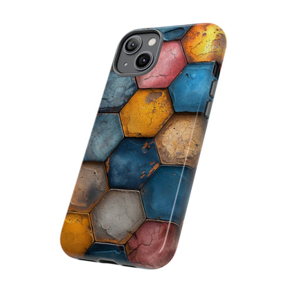 Pastel Honeycomb Bliss: Yellow & Blue - Protective Phone Case