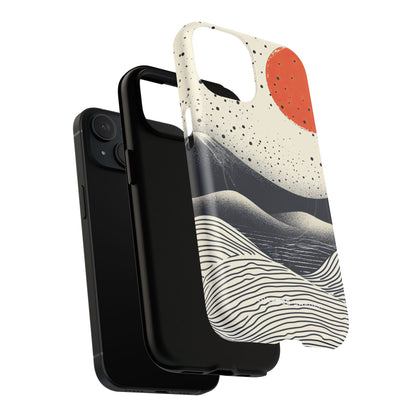 Red Sun Over Flowing Horizons iPhone 15 | Tough+ Phone Case