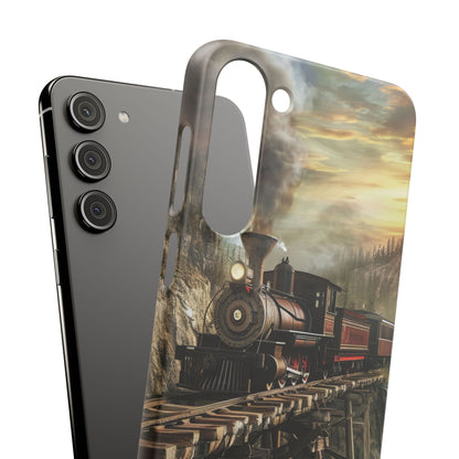 Vintage Steam Train Crossing Mountain Bridge Samsung S23 - Slim Phone Case