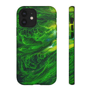 Neon Green Wave Ink Art iPhone Case (Protective) iPhone 12 Matte Phone Case