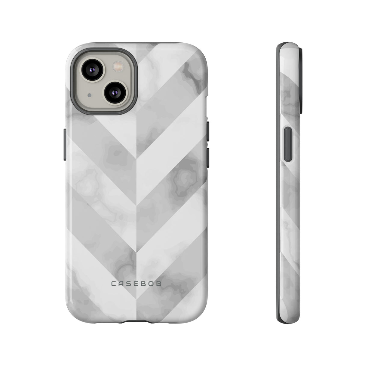 White Herringbone - Protective Phone Case