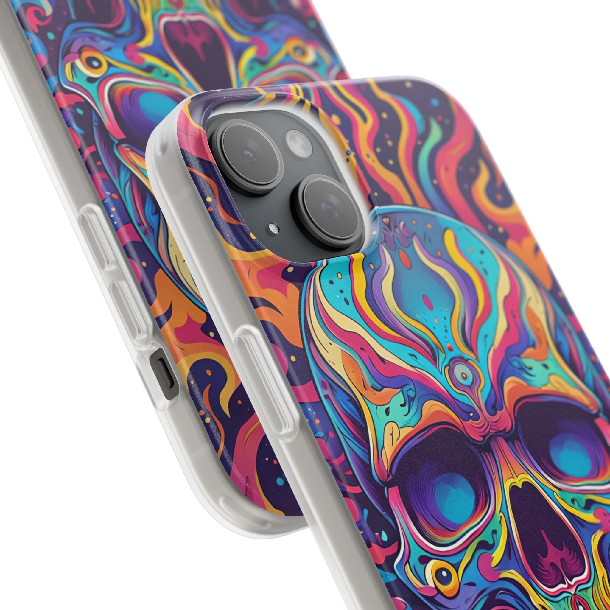 Flaming Skull iPhone 15 Plus Case - Soft