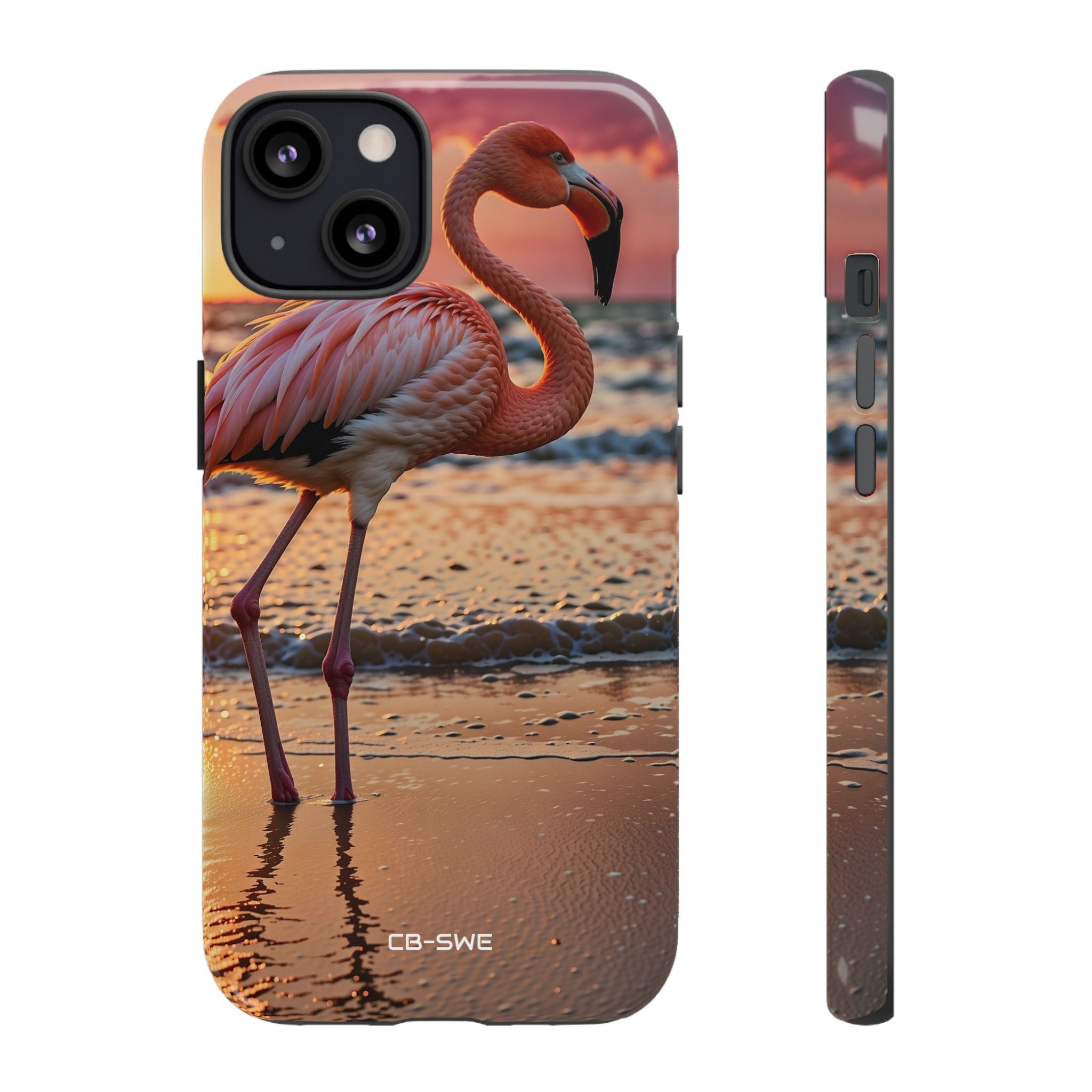 Sunset Flamingo Stand - iPhone Case