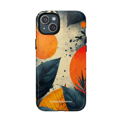 Tropical Blue Leaves - Tough + MagSafe® iPhone 15 Phone Case