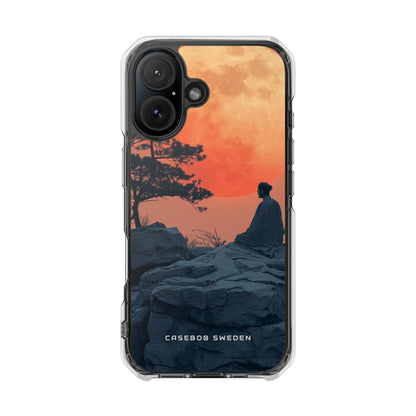 Zen Tranquility Under a Red Moon iPhone 16 - Clear Impact Phone Case