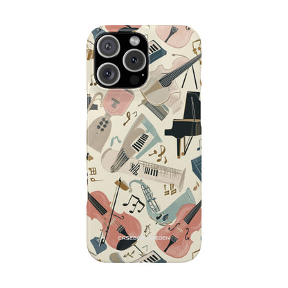 Beige Musical Instruments Pattern - Slim iPhone 16 Phone Case