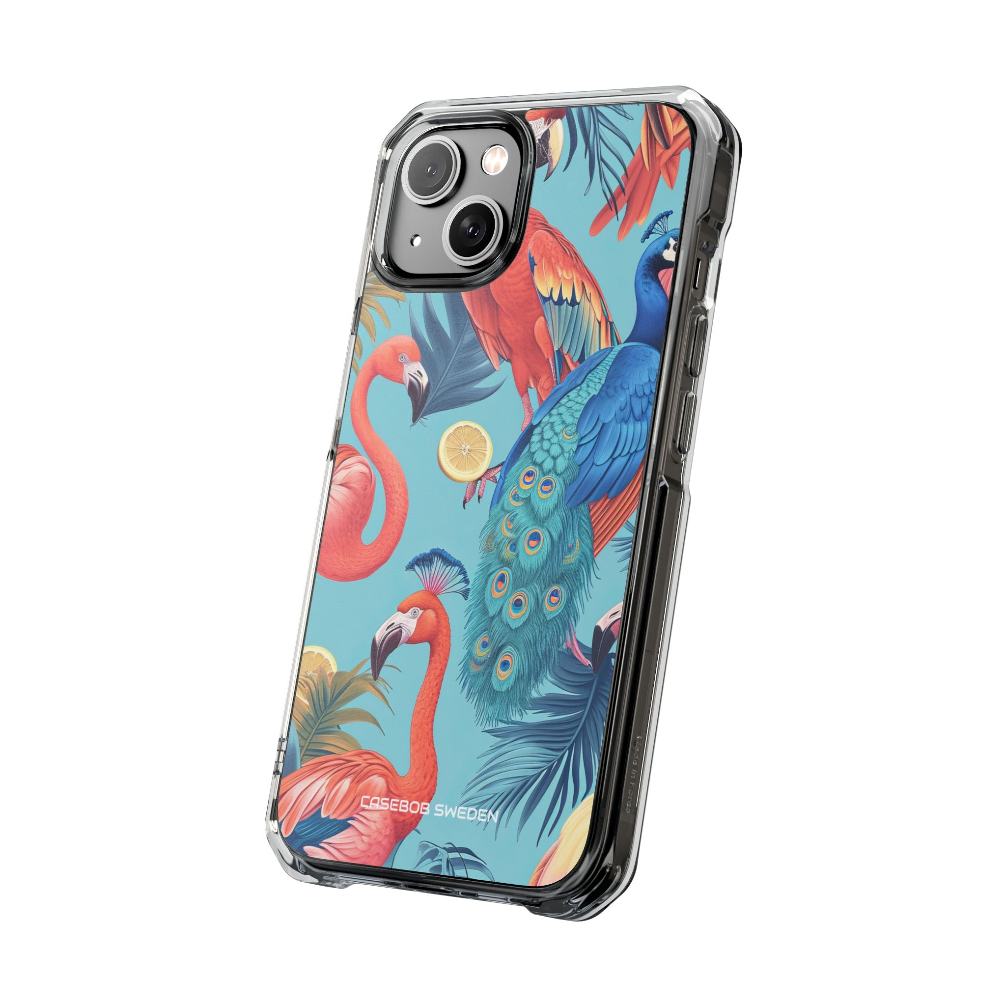 Tropical Flamingo Bliss - Clear Impact iPhone 14 Phone Case