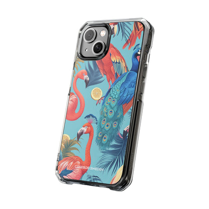 Tropical Flamingo Bliss - Clear Impact iPhone 14 Phone Case