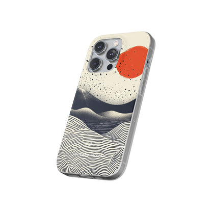 Red Sun Over Flowing Horizons iPhone 14 - Flexi Phone Case