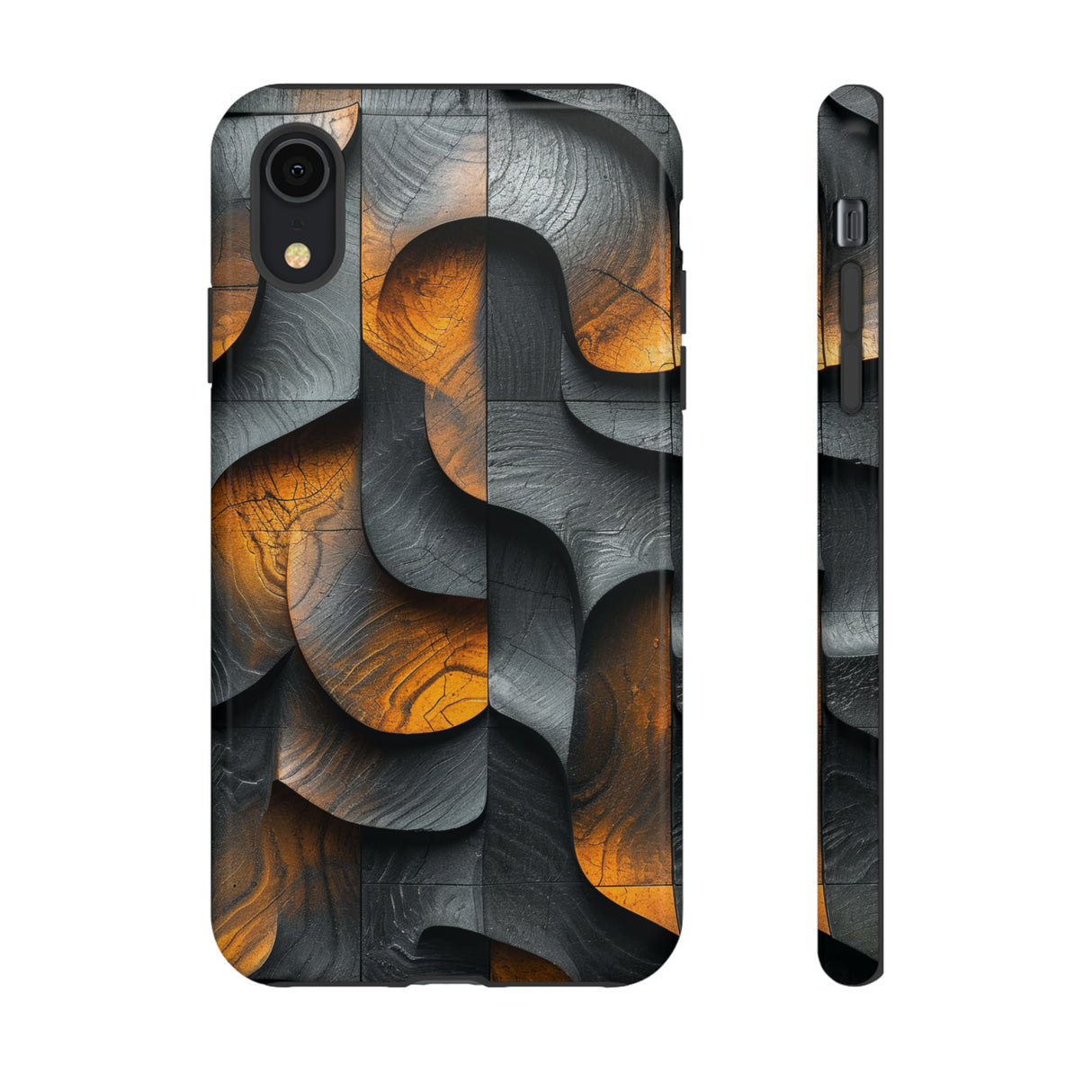 Grey Fire Orange Geometry - Protective Phone Case