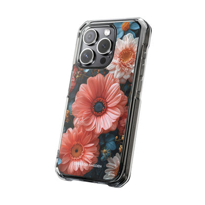 Coral Teal Blooms - Clear Impact iPhone 15 Phone Case