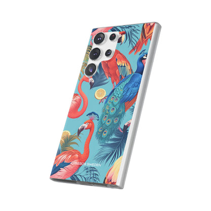 Tropical Flamingo Bliss - Flexi Samsung S23 Phone Case