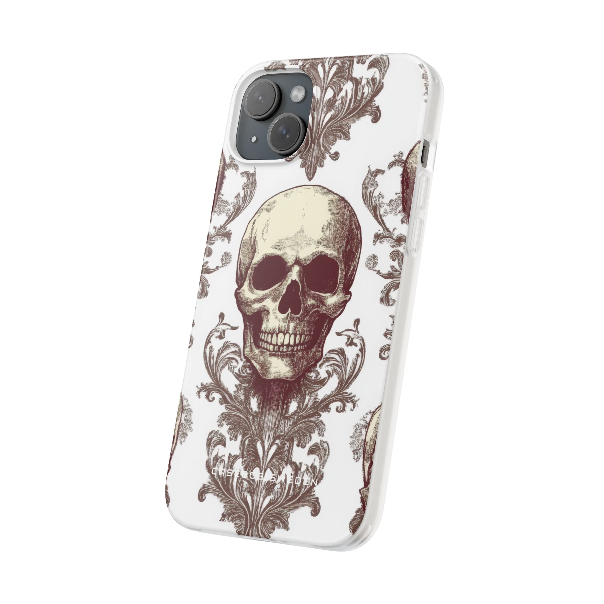 Gothic Skulls and Ornate Foliage iPhone 15 - Flexi Phone Case