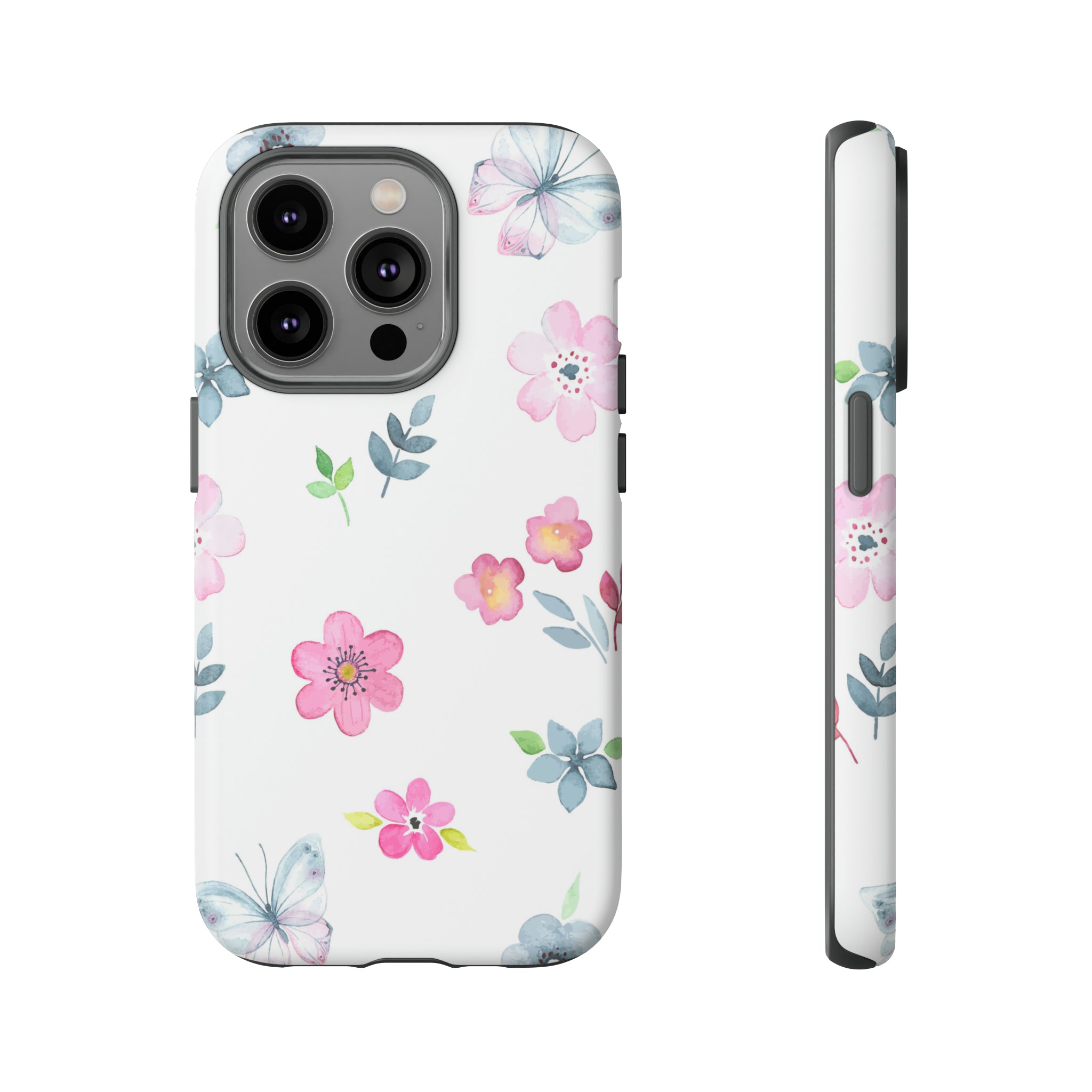 Vintage flowers and butterflies iPhone case - Protective Phone Case