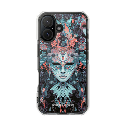 Mystic Teal Coral Mask - Clear Impact iPhone 16 Phone Case