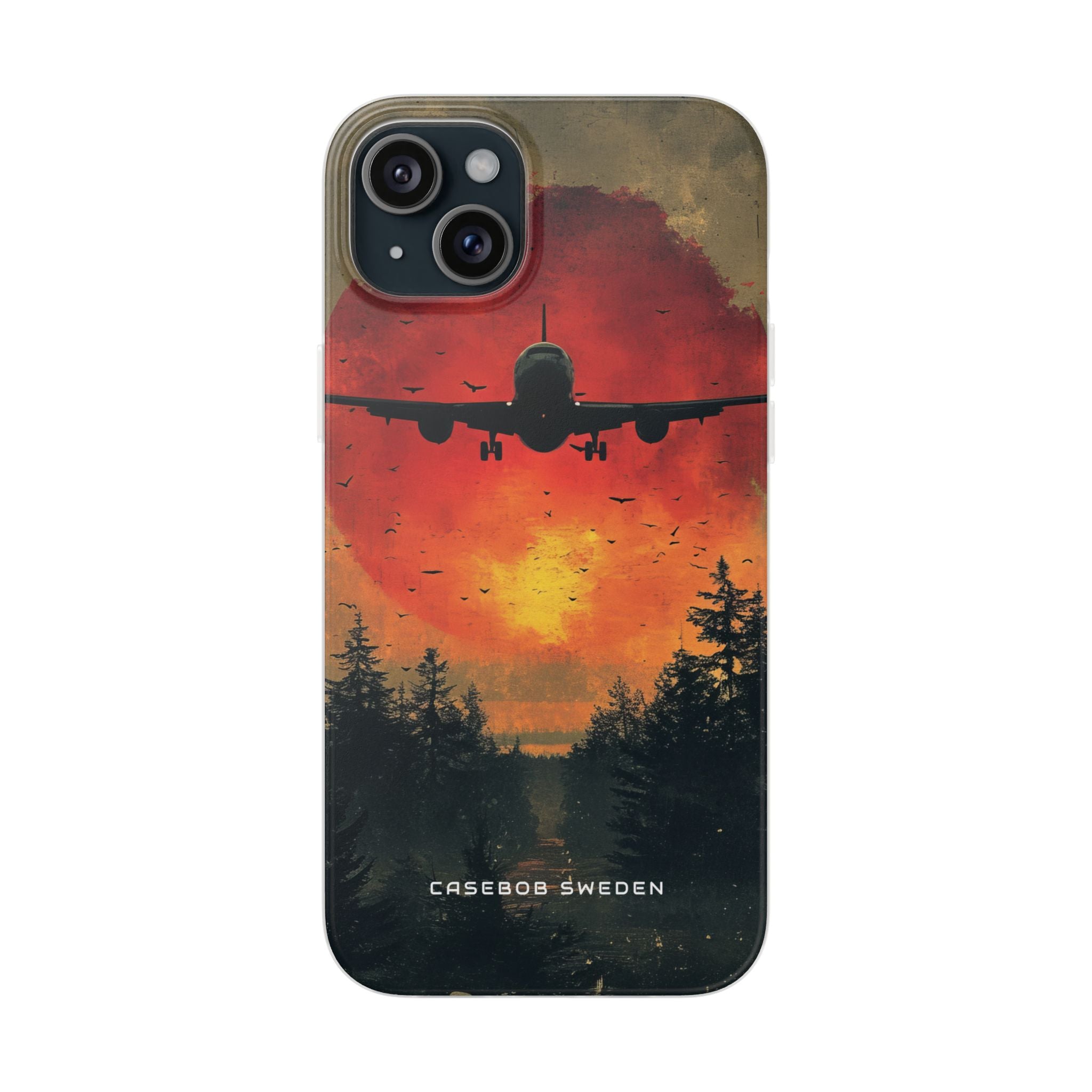 Vintage Sunset Airplane Silhouette iPhone 15 - Flexi Phone Case