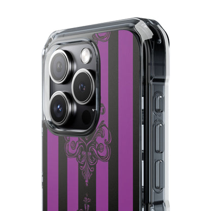 Gothic Elegance with Vertical Stripes and Ornamental Motifs iPhone 15 - Clear Impact Phone Case