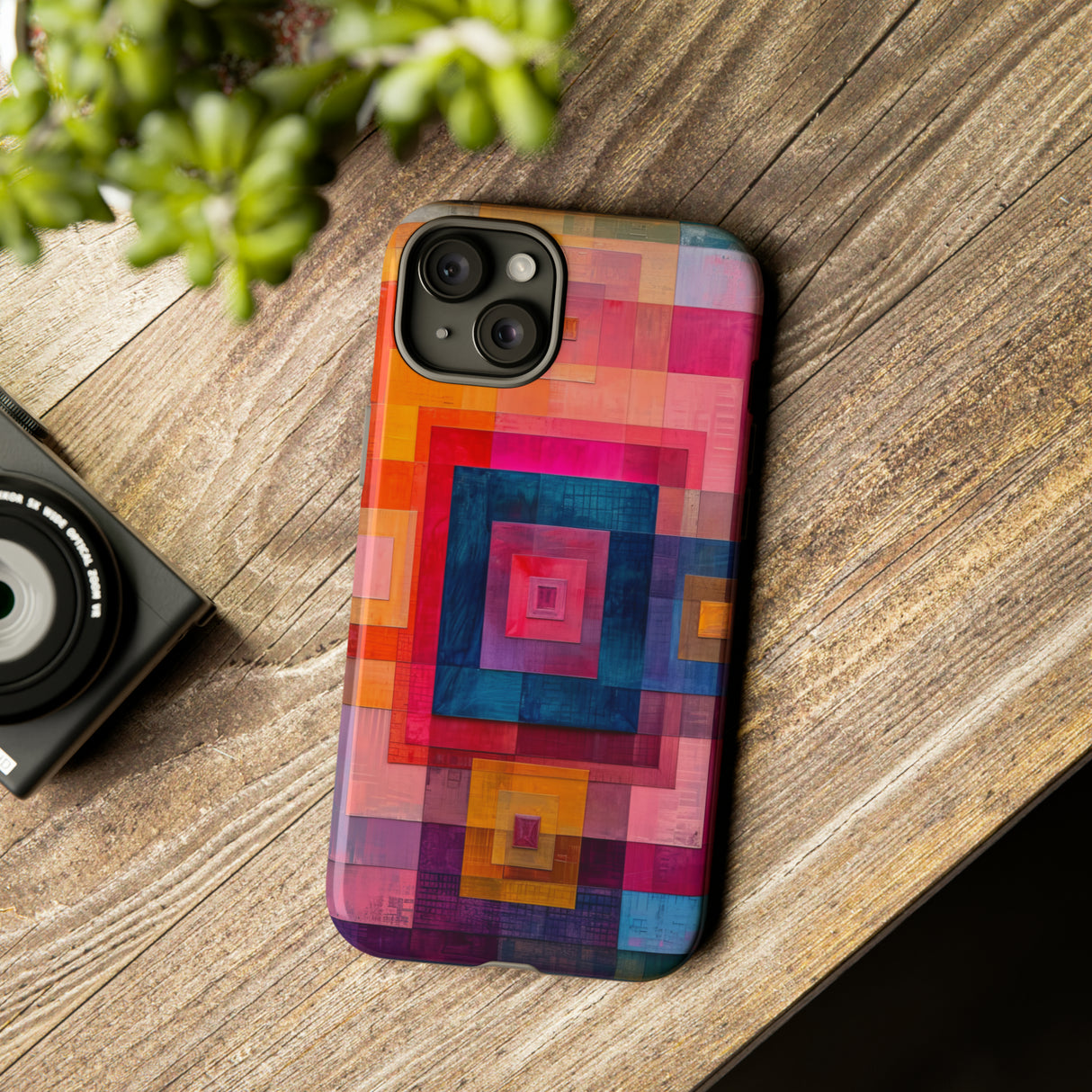 Center-Out Pastel Squares - Protective Phone Case