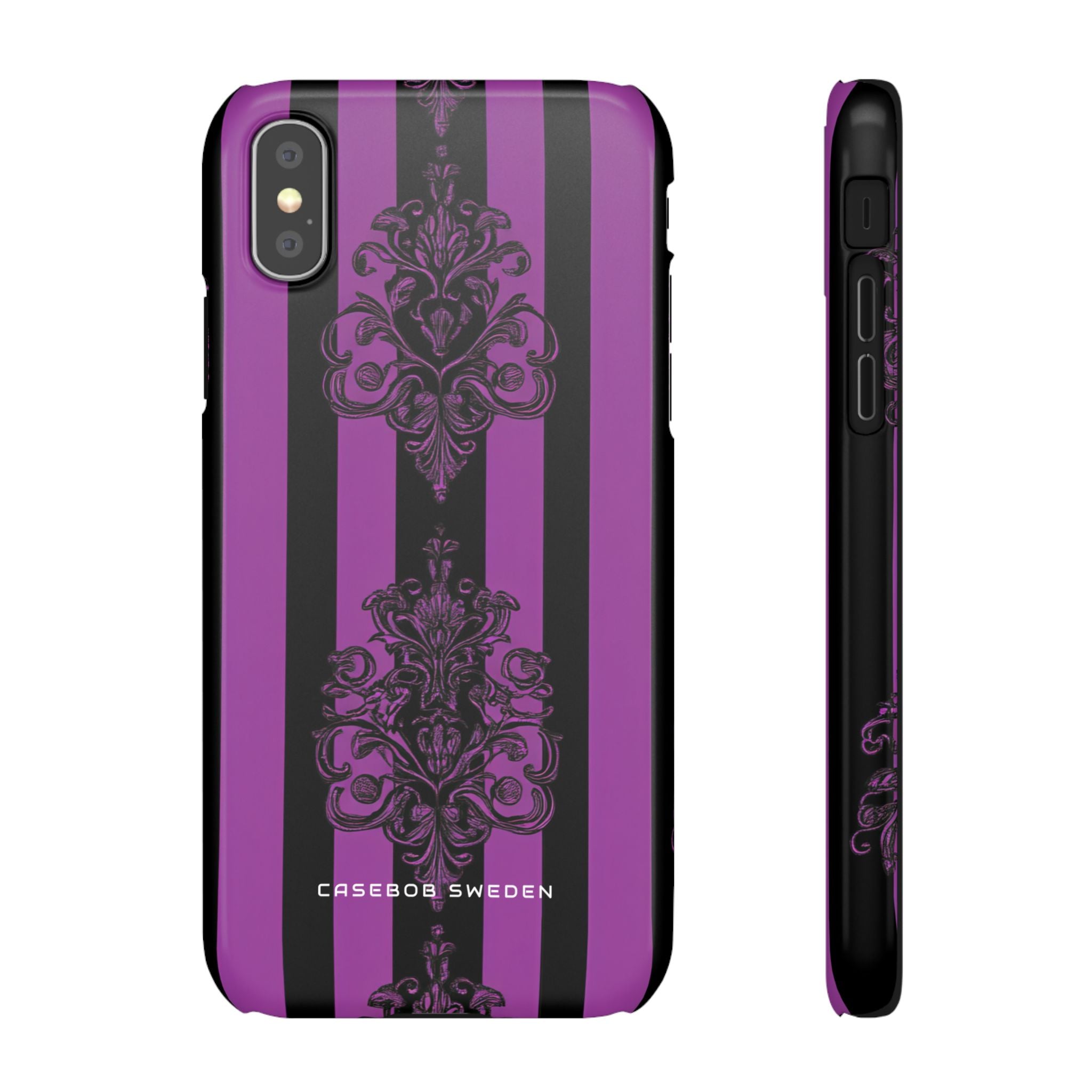 Gothic Elegance with Vertical Stripes and Ornamental Motifs  iPhone X - Slim Phone Case