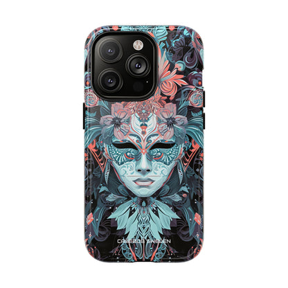 Mystic Teal Coral Mask - Tough + MagSafe® iPhone 14 Phone Case