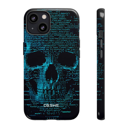 Cyan Skull Art Made of Code Lines Cybersecurity Phone Cover iPhone 13 - Tough