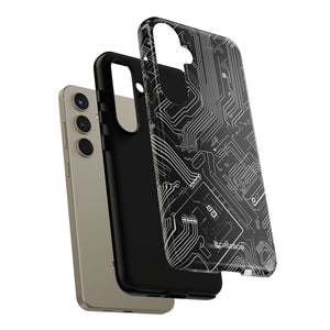 Circuitry Dreams: Abstract Black Design - For Samsung S24