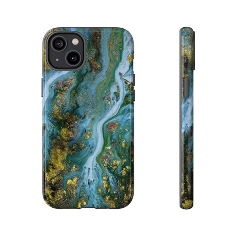 Ocean Blue Ink Art iPhone Case (Protective) iPhone 14 Plus Glossy Phone Case