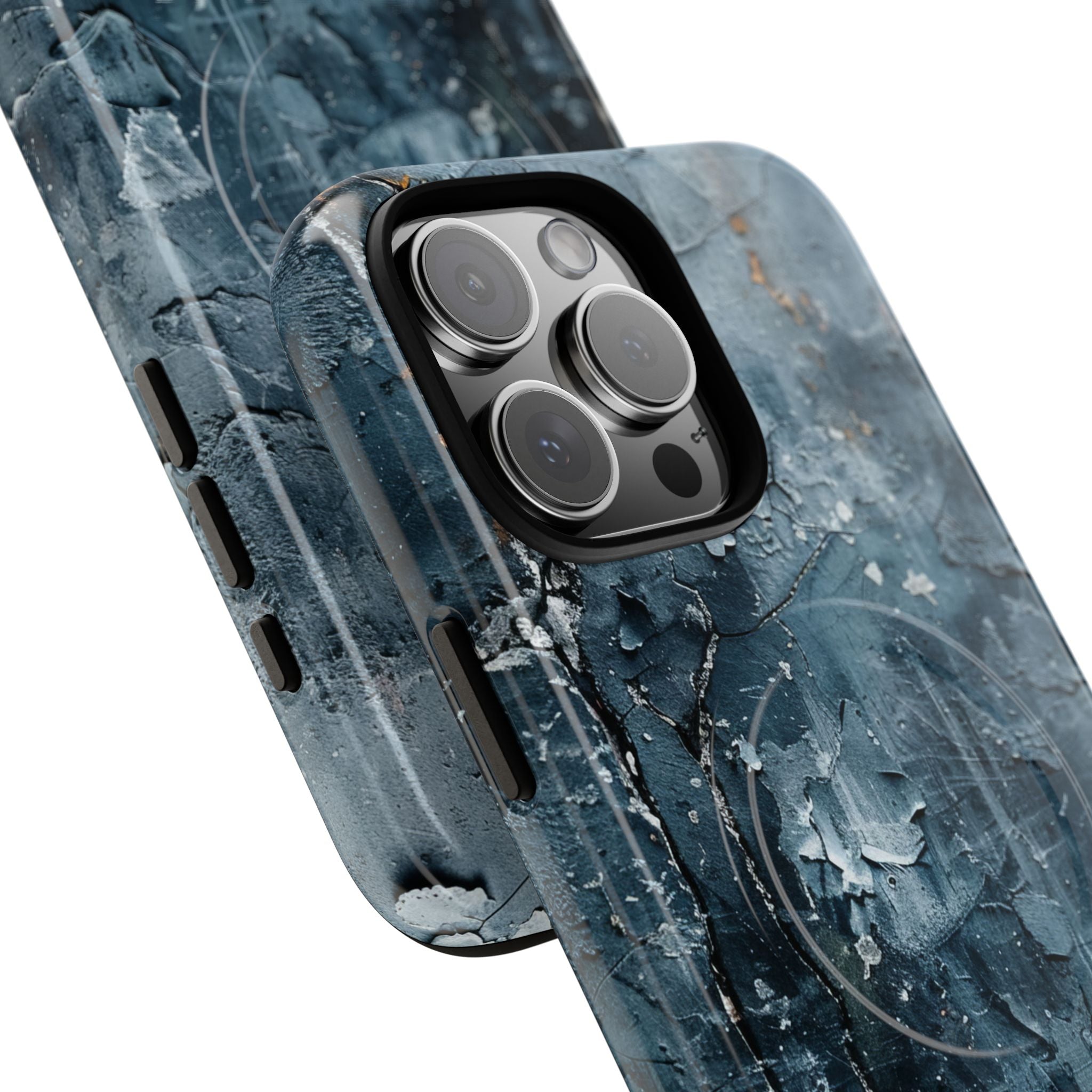 Weathered Blue Tapestry with Cracked Layers iPhone 16  Tough+ Phone Case