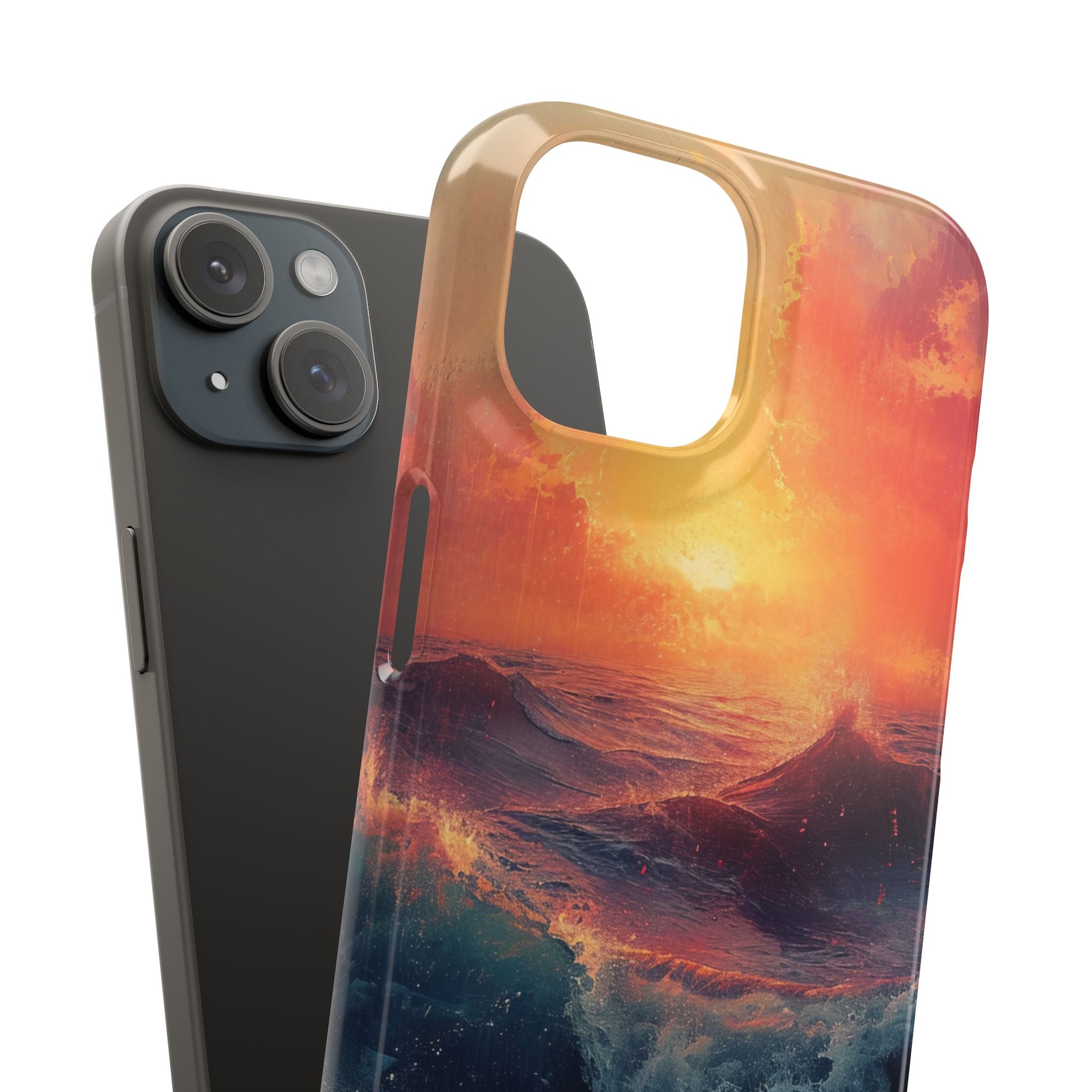 Ocean Sunset Waves - Slim iPhone 15 Phone Case