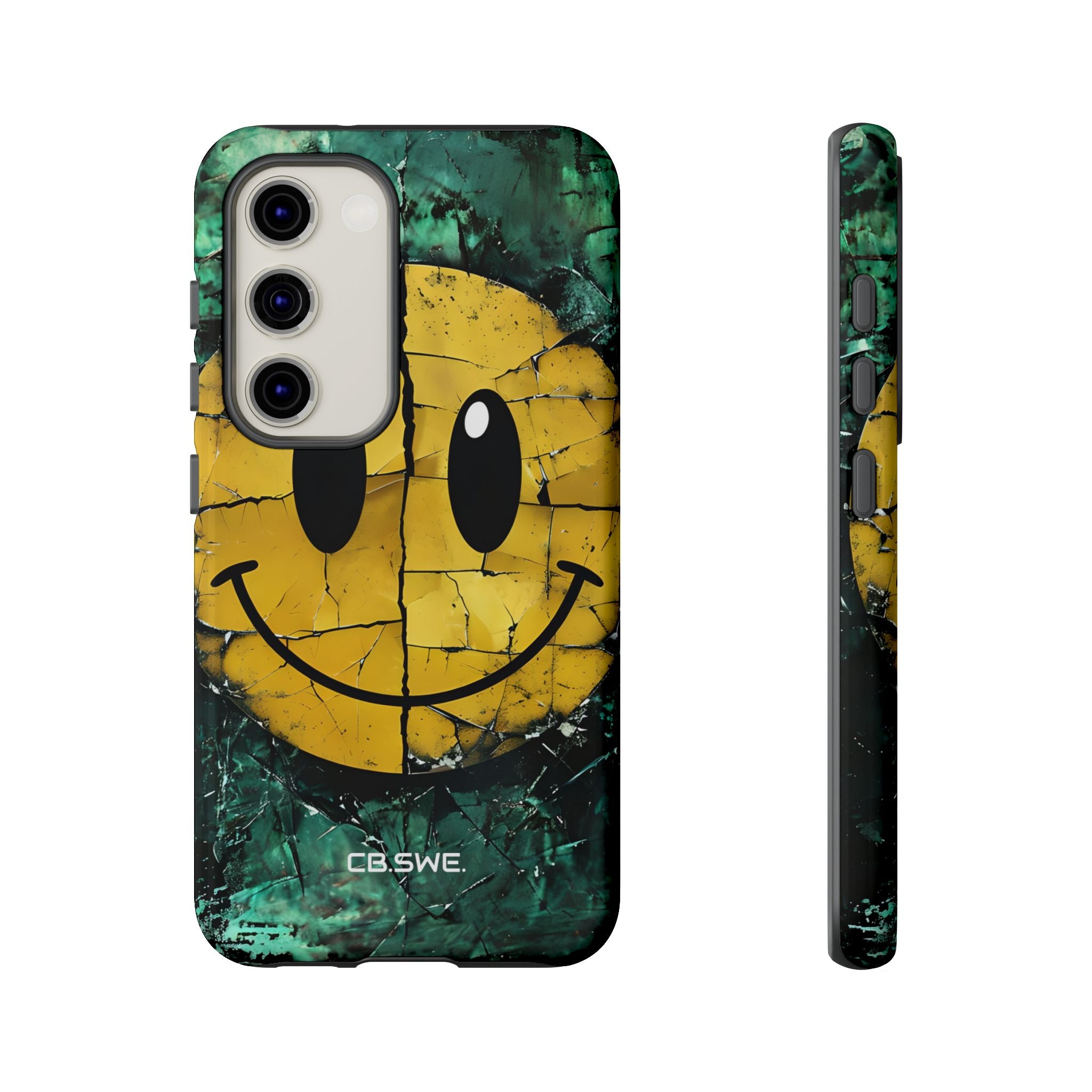 Distressed Yellow Smiley Face Digital Art Phone Cover Samsung S23 - Tough