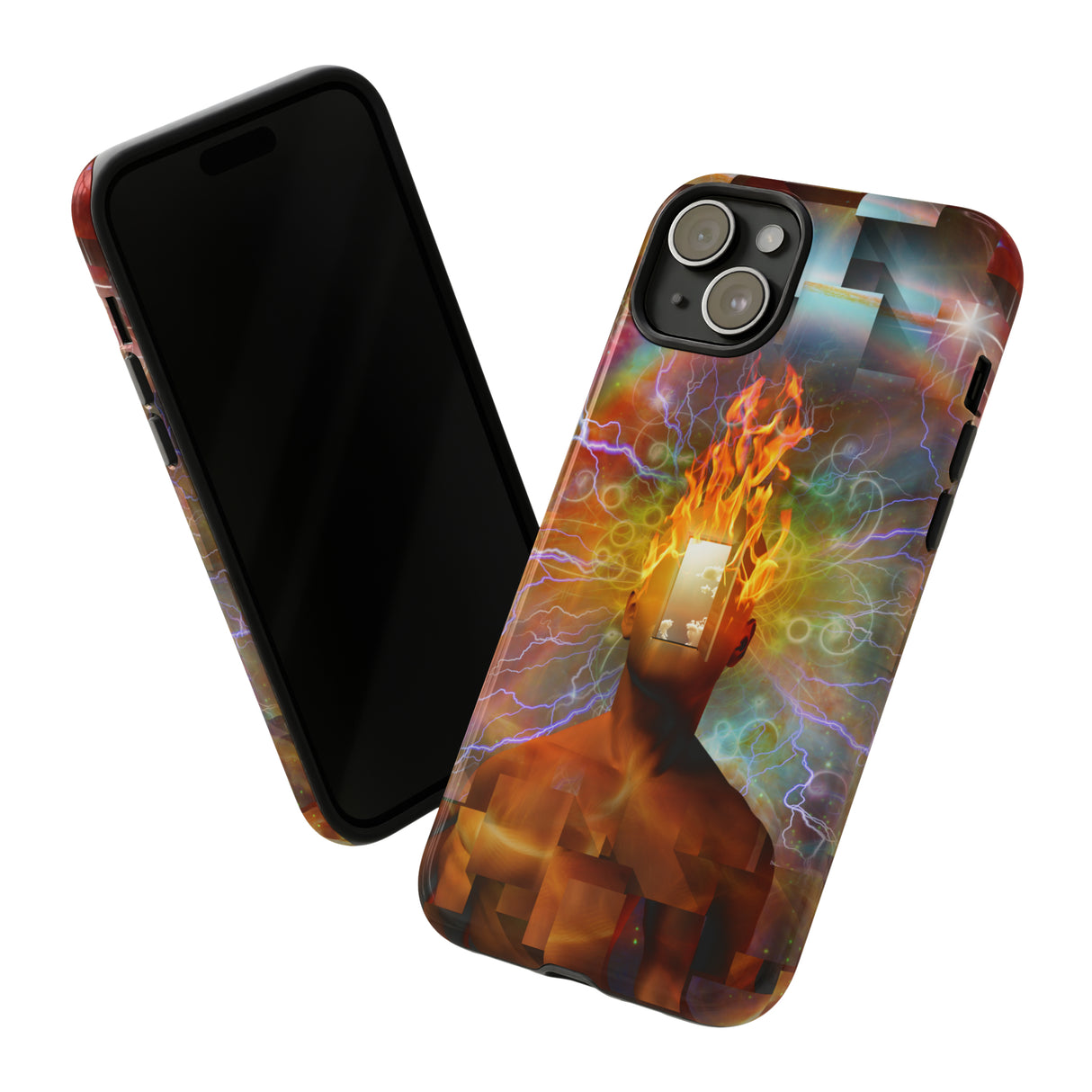 Man with burning mind - Protective Phone Case