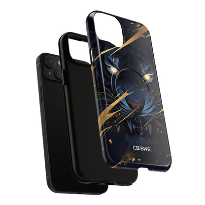 Fierce Blue Tiger Face Glowing Eyes iPhone 15 - Tough+