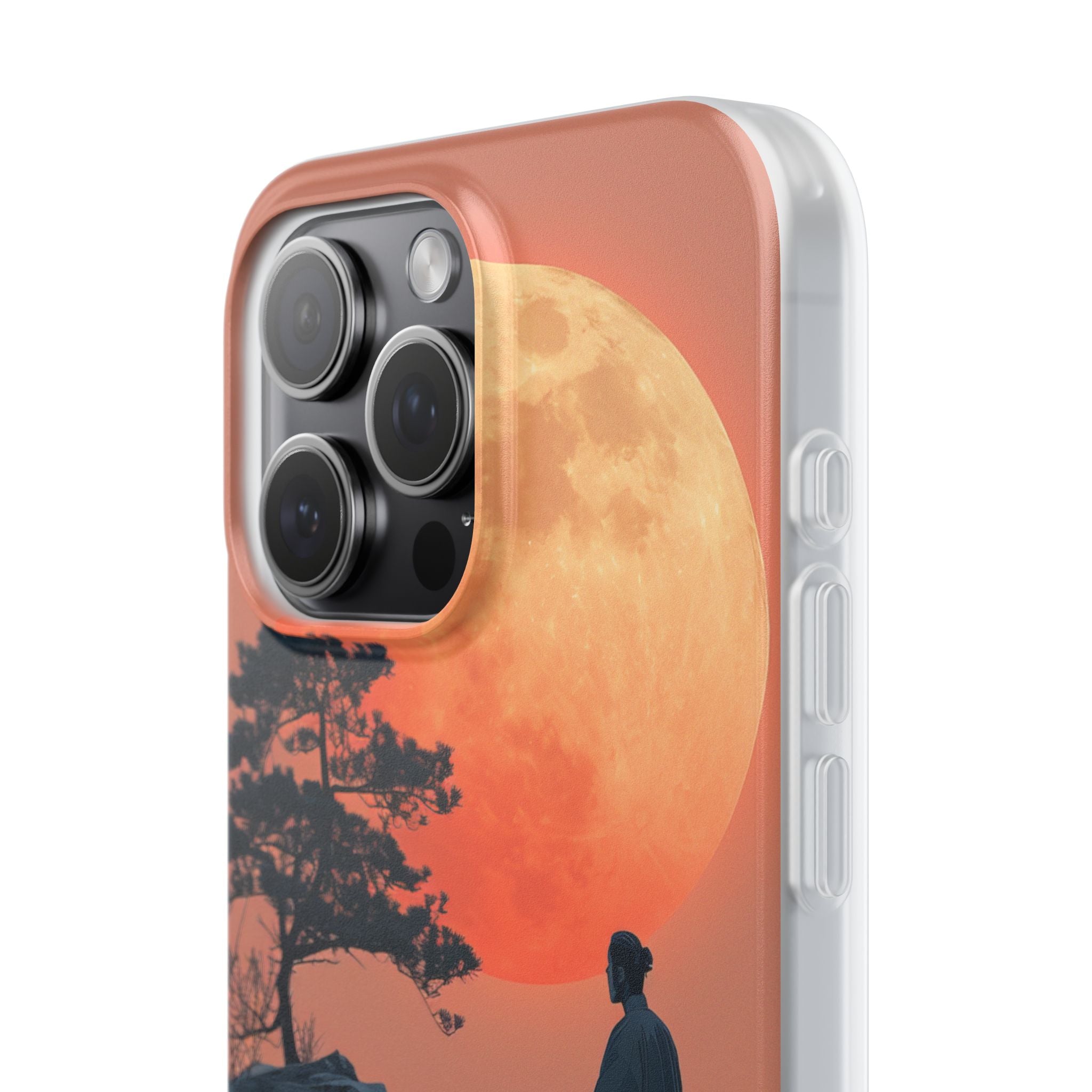 Zen Tranquility Under a Red Moon iPhone 15 - Flexi Phone Case