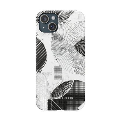 Geometric Monochrome Flow iPhone 15 - Slim Phone Case