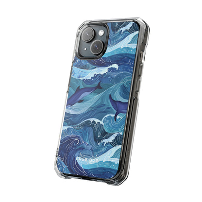 Dolphin Swirl Navy iPhone 15 Case - Impact