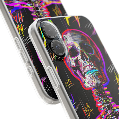 Neon Skeleton Laugh iPhone 16 Plus Case - Soft