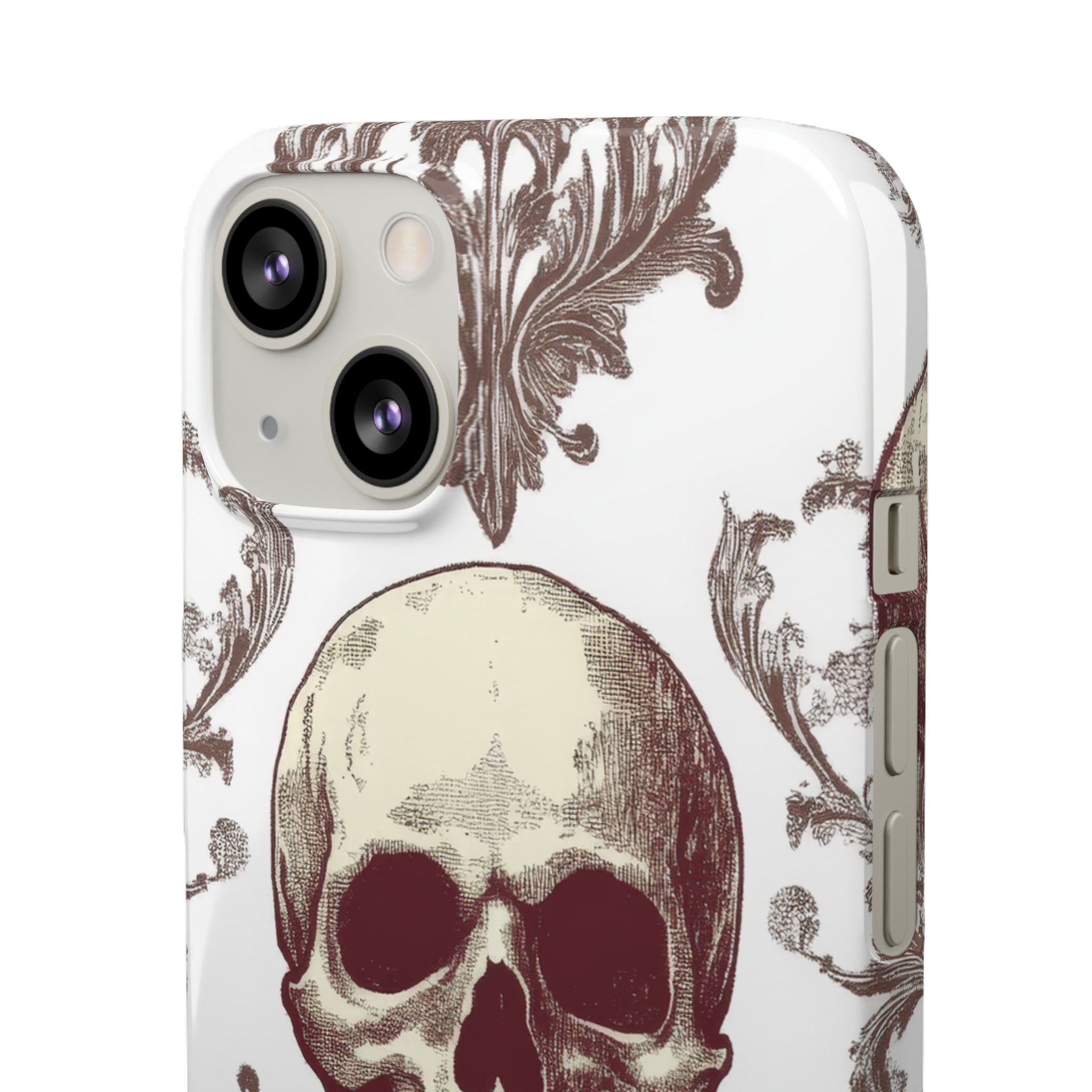 Gothic Skulls and Ornate Foliage iPhone 13 - Slim Phone Case