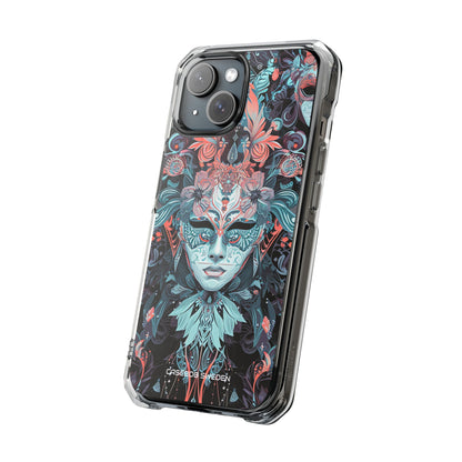 Mystic Teal Coral Mask - Clear Impact iPhone 15 Phone Case