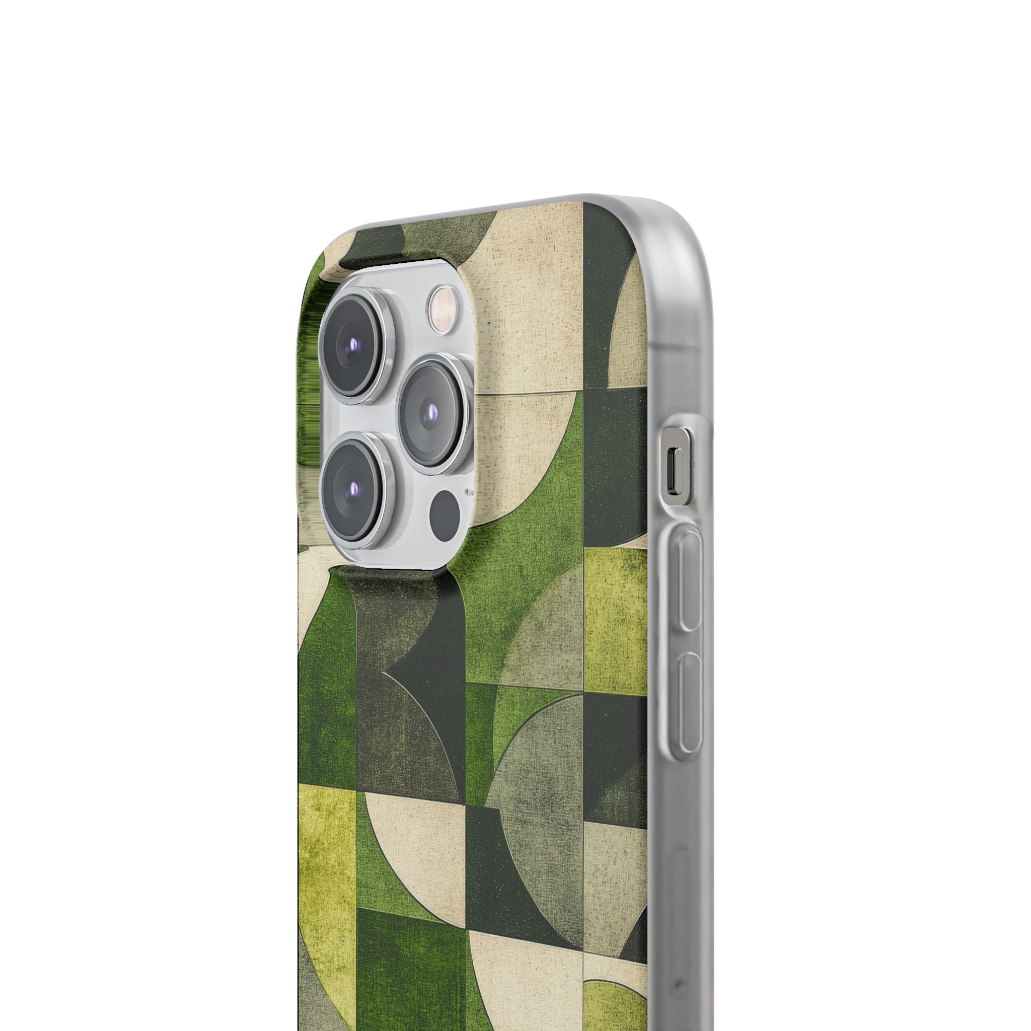 Green Geometric Harmony - Flexi iPhone 14 Phone Case