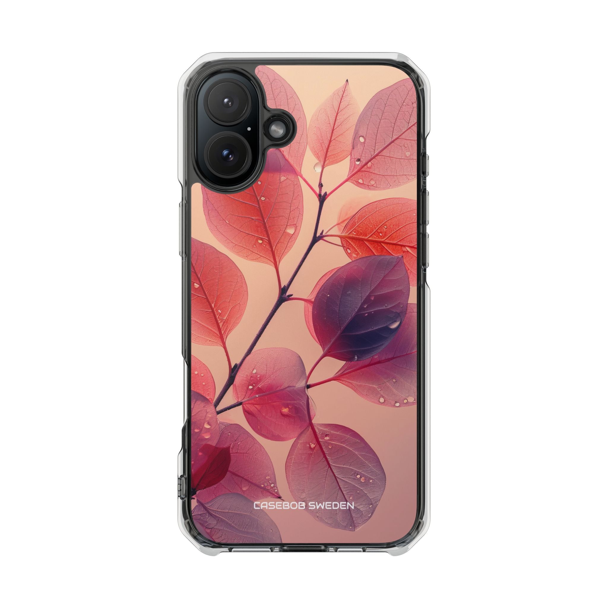 Pink Serenity Leaf Design - Clear Impact iPhone 16 Phone Case