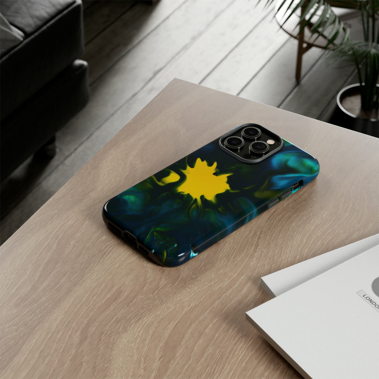 Yellow Spot Ink Art - Protective Phone Case