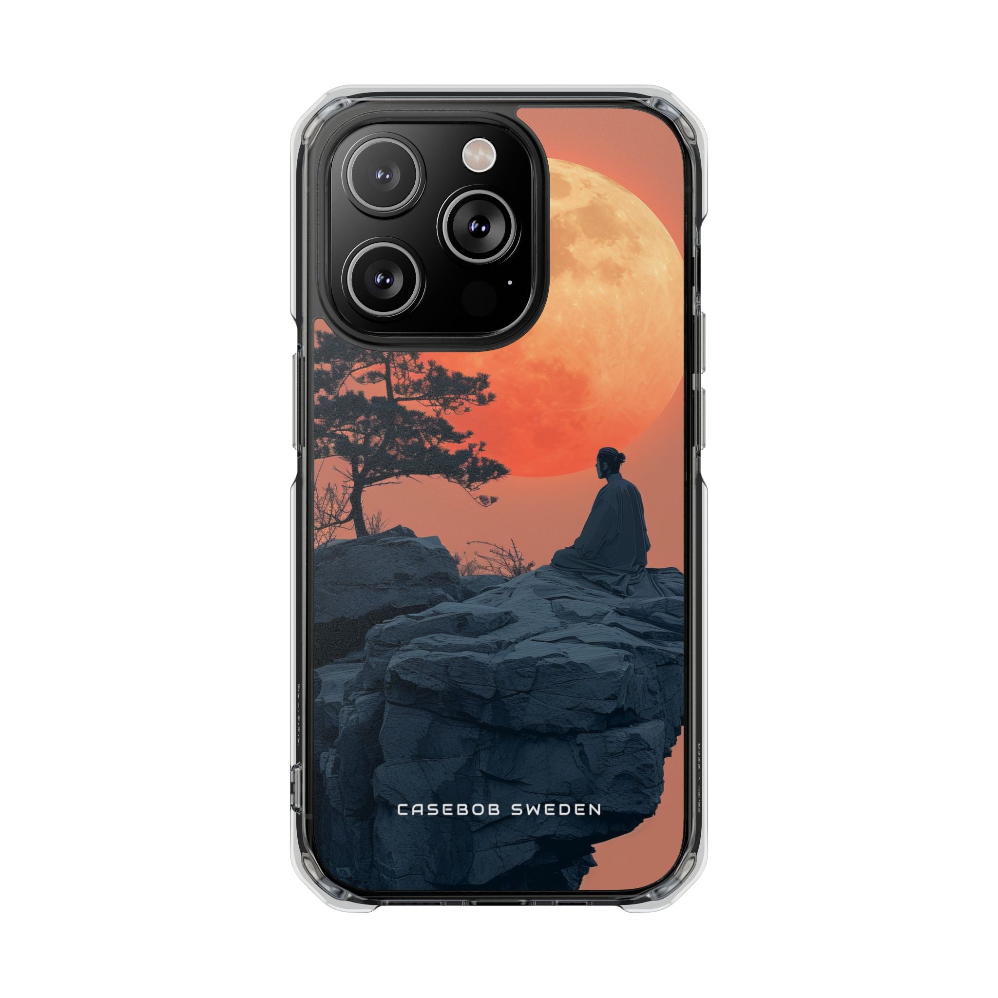 Zen Tranquility Under a Red Moon iPhone 14 - Clear Impact Phone Case