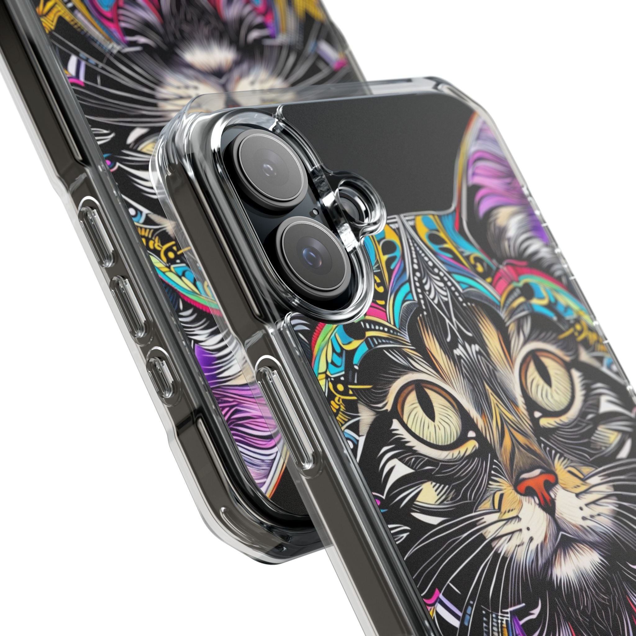 Psychedelic Cat Mirage iPhone Case - Impact