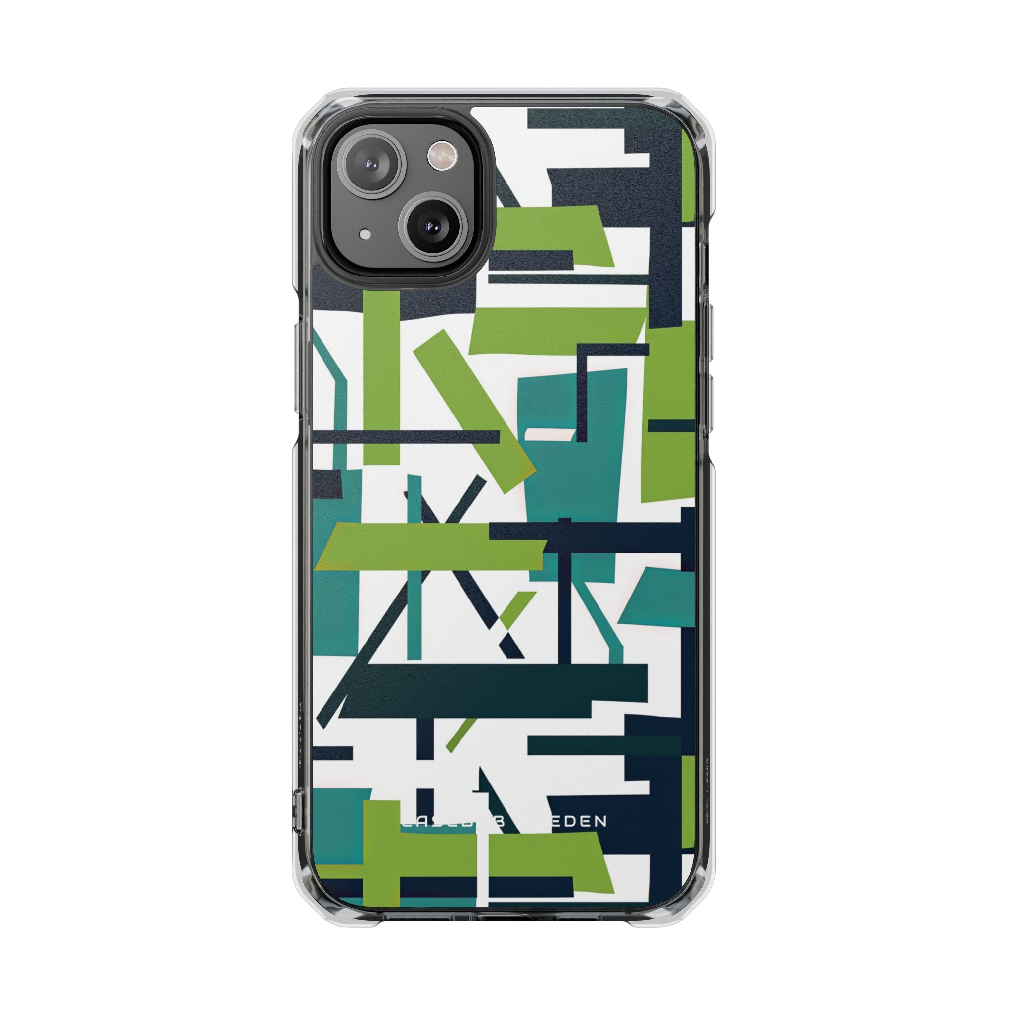 Green Geometry Glide iPhone 14 - Clear Impact Phone Case