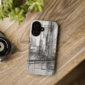 Urban Complexity: Black Lines Design - for iPhone 16