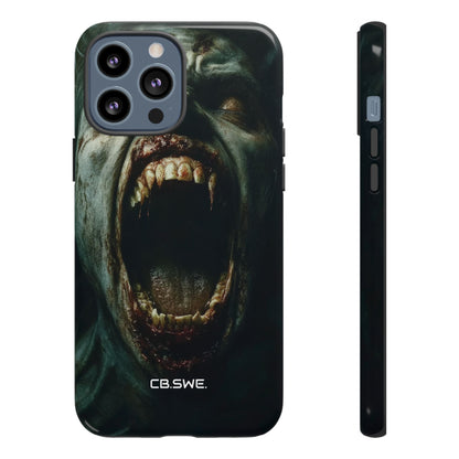 A zombie with sharp teeth mouth open showing vamp iPhone 13 - Tough
