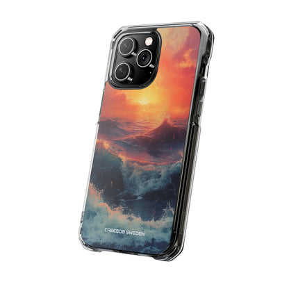 Ocean Sunset Waves - Clear Impact iPhone 14 Phone Case